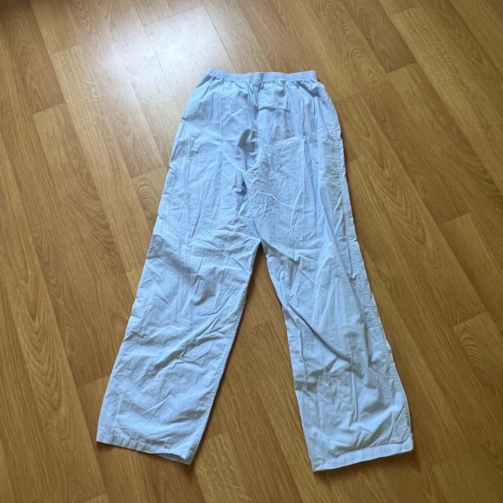 TNA Aritzia Poplin Pinstripe Wide Leg Pajama Pants Small Lounge Sleepwear Blue